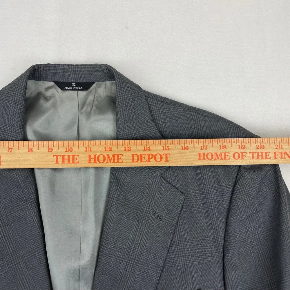 Ralph Lauren Polo University Club Men 40R Grey Glen Plaid Wool Blazer Sport Coat